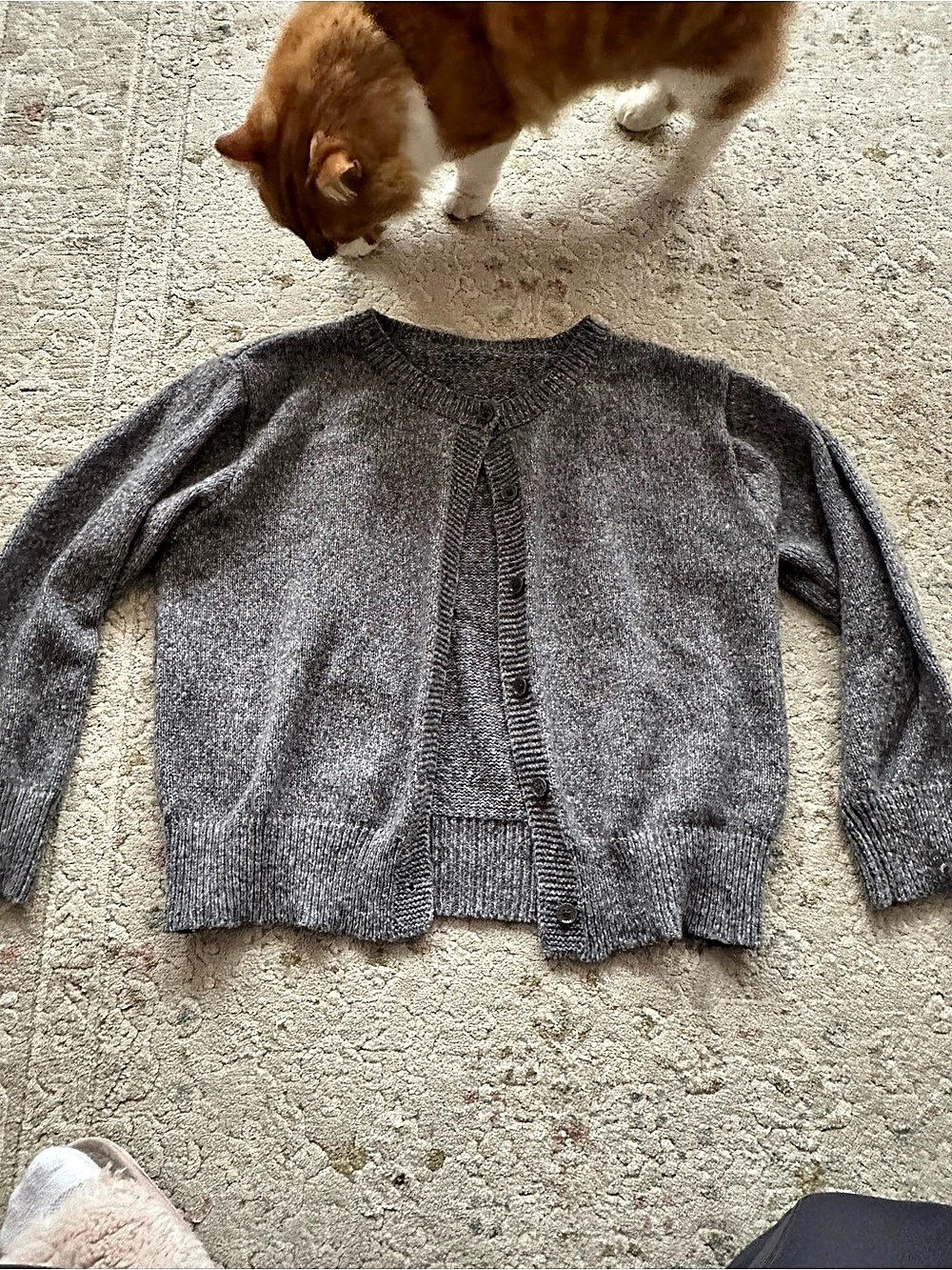 Gray Button-Front Cardigan